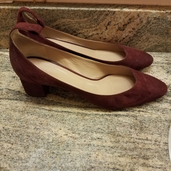Chloe Burgandy Low heels size 41 - Picture 1 of 4